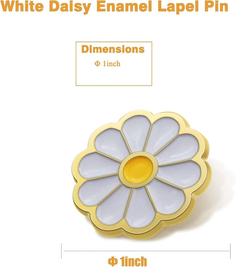MIDE 6/12/50/100Pcs White Daisy Flower Enamel Lapel Pin 1“ -For Men Women Clothes Bags Hats - Image 3